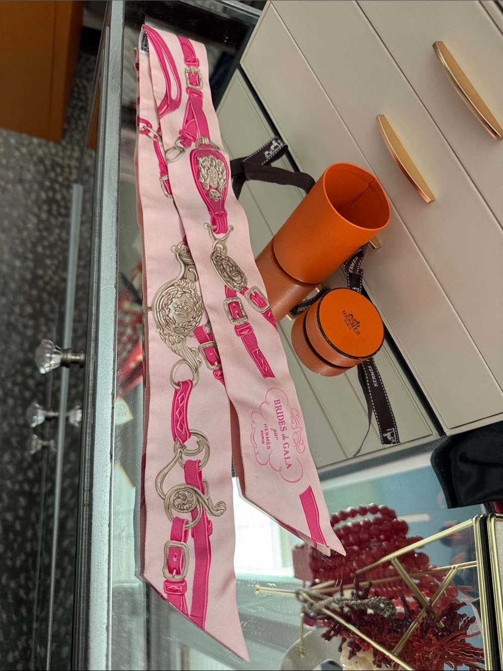 Hermes Pink Brides de Gala Silk Twilly Scarf Twilly